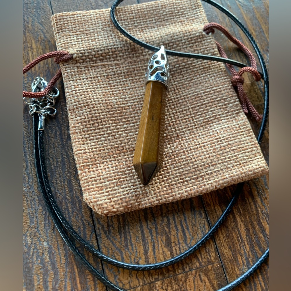 Tigers Eye Mens Necklace | Mens Crystal Necklace | Tigers Eye Necklace